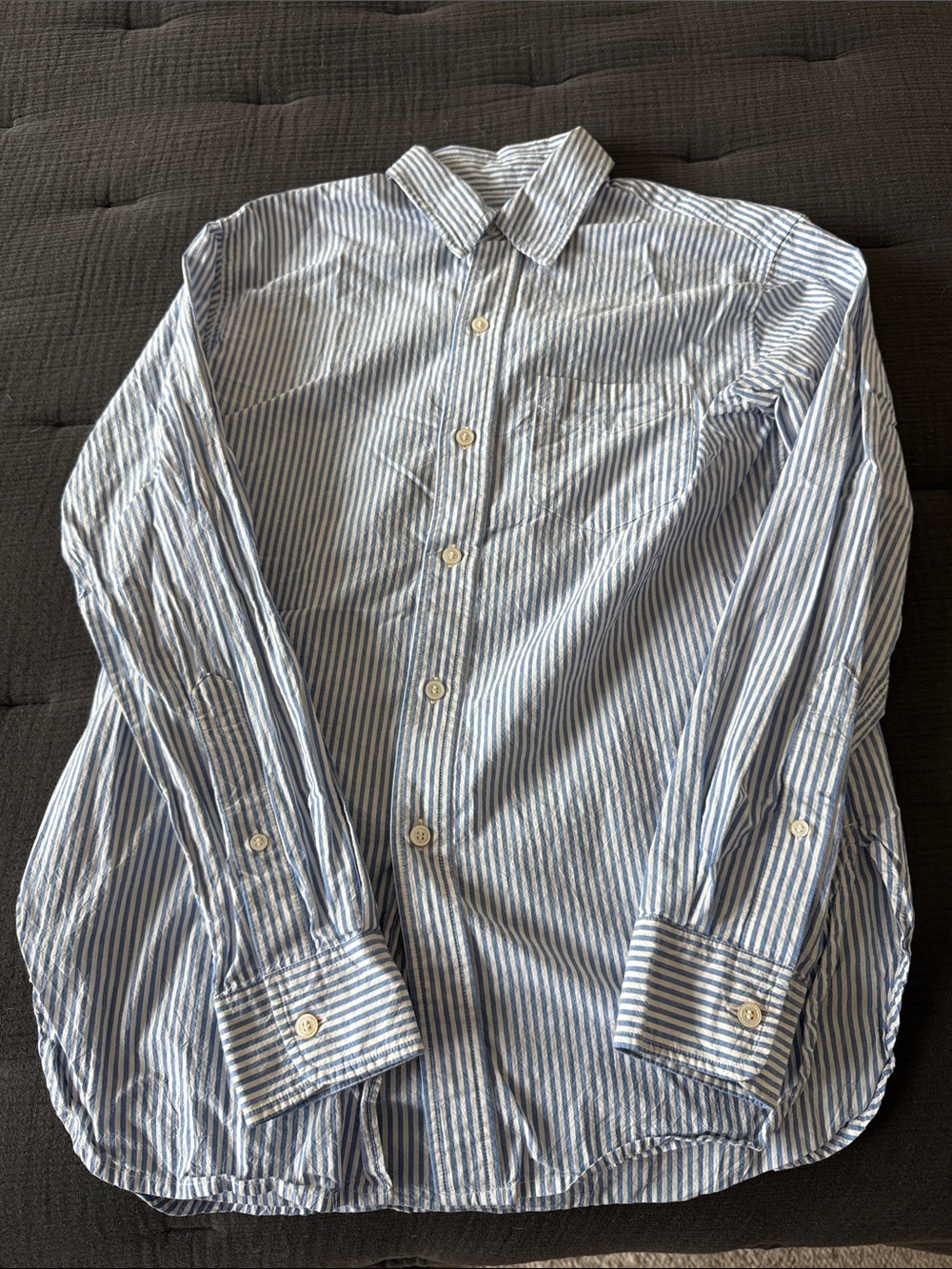 Buck Mason Blue & White Striped Button-Down Shirt